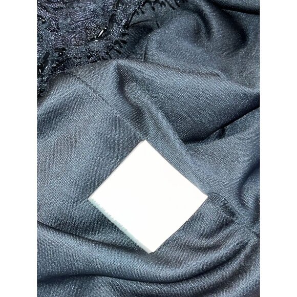 Tadashi Shoji Black Sheer Long Sleeve Top With Sequin Embellishments Size 14 WOm - Picture 7 of 7